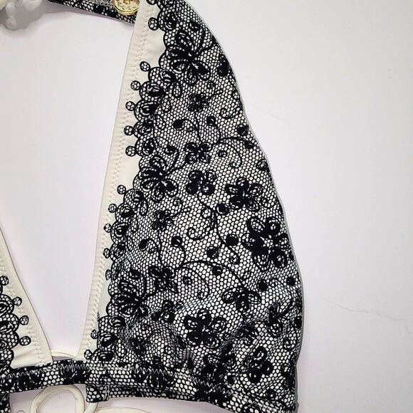 Juicy Couture Beach Royalty Bikini Top Cream and Black Triangle Size M - Picture 4 of 10